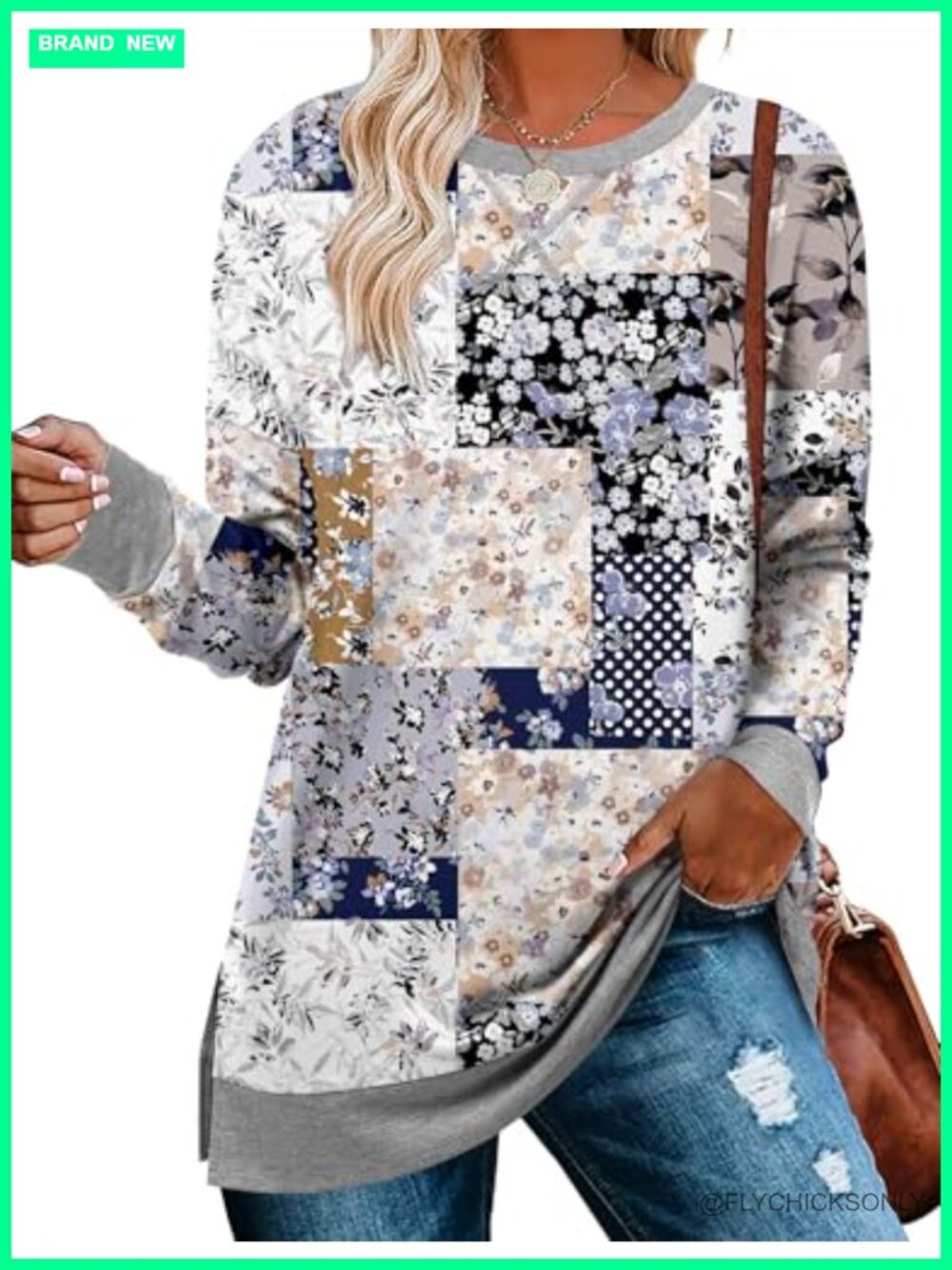 Womens Lightweight Tunic Sweatshirt Long Sleeve Drop Shoulder Pullover